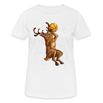Rentier spielt Basketball Weihnachten Basketballer - Frauen T-Shirt atmungsaktiv - Weiß - Vorne - AI Model Female 172 dark (172cm)