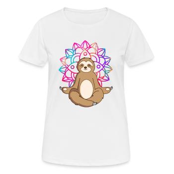 Faultier Mandala Faultier Yogashirt Yoga Outfit - Frauen T-Shirt atmungsaktiv - Weiß - Vorne - AI Model Female 172 dark (172cm)
