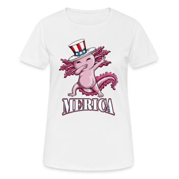 Merica Axolotl Molch mit Zylinder Hut Amerika USA - Frauen T-Shirt atmungsaktiv - Weiß - Vorne - AI Model Female 172 dark (172cm)