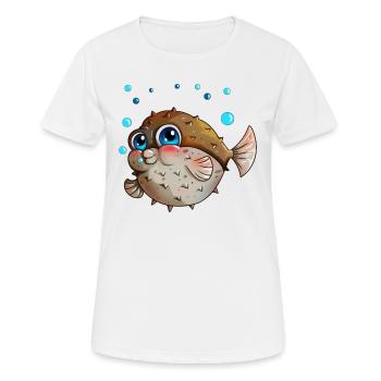Kugelfisch mit Luftblasen Angler Kinder Geschenk - Frauen T-Shirt atmungsaktiv - Weiß - Vorne - AI Model Female 172 dark (172cm)