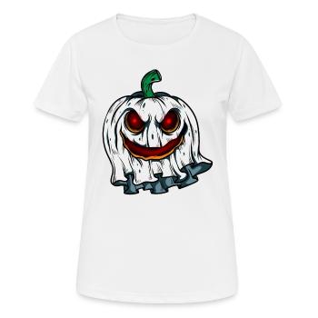 Geist Kürbis Leuchtendes Skelett Halloween - Frauen T-Shirt atmungsaktiv - Weiß - Vorne - AI Model Female 172 dark (172cm)