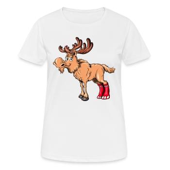 Moose Cow Moose Bull Reindeer with Socks Ankle Socks - Women's Breathable T-Shirt - white - Front - AI Model Female 172 dark (172cm)