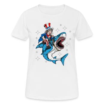 Independence Day USA American Rides Shark - Women's Breathable T-Shirt - white - Front - AI Model Female 172 dark (172cm)