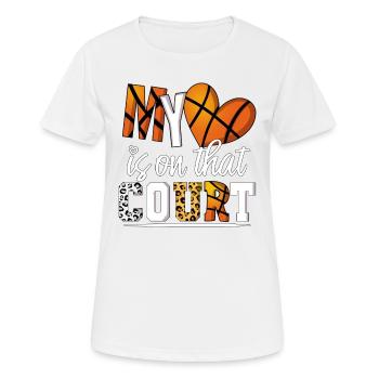 Mein Herz ist auf dem Spielfeld Basketball Spieler - Frauen T-Shirt atmungsaktiv - Weiß - Vorne - AI Model Female 172 dark (172cm)