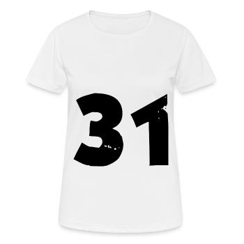 31 Zahl - Frauen T-Shirt atmungsaktiv - Weiß - Vorne - AI Model Female 172 dark (172cm)