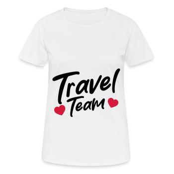 Travel Team - Frauen T-Shirt atmungsaktiv - Weiß - Vorne - AI Model Female 172 dark (172cm)