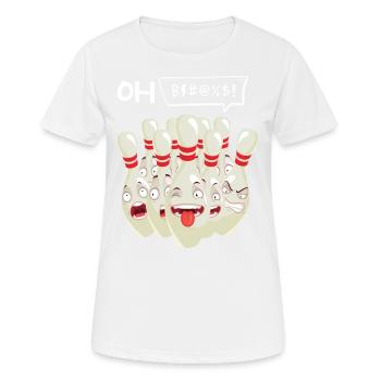 Conception de bol pour les joueurs de bowling Sportifs - T-shirt respirant Femme - blanc - Devant - AI Model Female 172 dark (172cm)