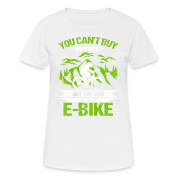 You can't buy happiness, but you can buy an e-bike - Women's Breathable T-Shirt - white - Front - AI Model Female 172 dark (172cm)