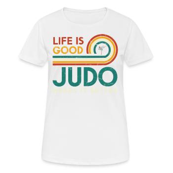 Das Leben Ist Gut, Judo Macht Es Besser - Frauen T-Shirt atmungsaktiv - Weiß - Vorne - AI Model Female 172 dark (172cm)
