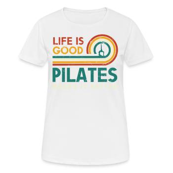 Das Leben Ist Gut, Pilates Macht Es Besser Für - Frauen T-Shirt atmungsaktiv - Weiß - Vorne - AI Model Female 172 dark (172cm)