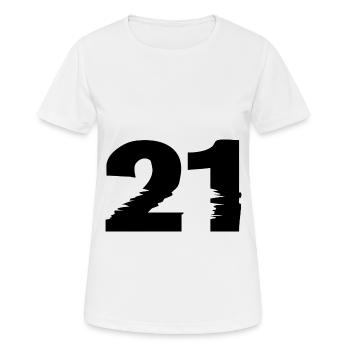21 Zahl - Frauen T-Shirt atmungsaktiv - Weiß - Vorne - AI Model Female 172 dark (172cm)