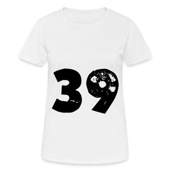39 Zahl - Frauen T-Shirt atmungsaktiv - Weiß - Vorne - AI Model Female 172 dark (172cm)