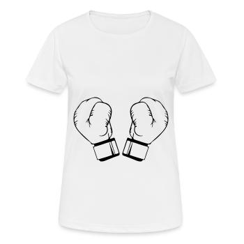 Boxhandschuhe - Frauen T-Shirt atmungsaktiv - Weiß - Vorne - AI Model Female 172 dark (172cm)