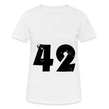 42 Zahl - Frauen T-Shirt atmungsaktiv - Weiß - Vorne - AI Model Female 172 dark (172cm)