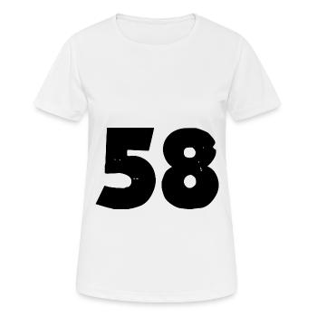 58 Zahl - Frauen T-Shirt atmungsaktiv - Weiß - Vorne - AI Model Female 172 dark (172cm)