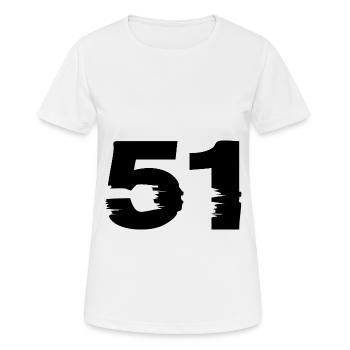 51 Nombre - T-shirt respirant Femme - blanc - Devant - AI Model Female 172 dark (172cm)