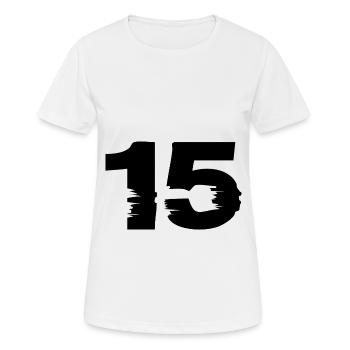 15 Zahl - Frauen T-Shirt atmungsaktiv - Weiß - Vorne - AI Model Female 172 dark (172cm)