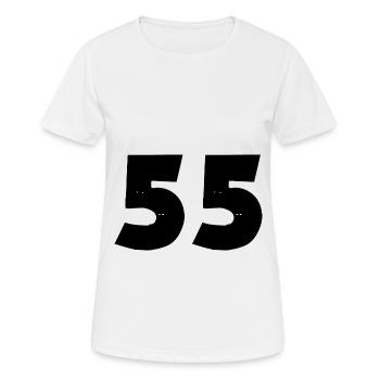 55 Zahl - Frauen T-Shirt atmungsaktiv - Weiß - Vorne - AI Model Female 172 dark (172cm)