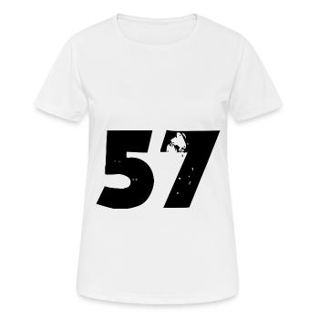 57 Nombre - T-shirt respirant Femme - blanc - Devant - AI Model Female 172 dark (172cm)