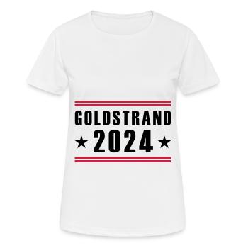Goldstrand 2024 - Frauen T-Shirt atmungsaktiv - Weiß - Vorne - AI Model Female 172 dark (172cm)