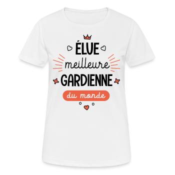 Meilleure Gardienne du monde Mug gardienne - T-shirt respirant Femme - blanc - Devant - AI Model Female 172 dark (172cm)