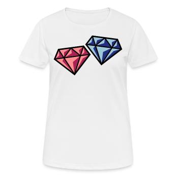 Diamantenpaar (Brautpaar Hochzeit Symbol / POS) - Frauen T-Shirt atmungsaktiv - Weiß - Vorne - AI Model Female 172 dark (172cm)