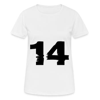 14 Zahl - Frauen T-Shirt atmungsaktiv - Weiß - Vorne - AI Model Female 172 dark (172cm)