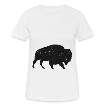 Bison - Frauen T-Shirt atmungsaktiv - Weiß - Vorne - AI Model Female 172 dark (172cm)