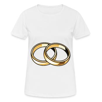 Eheringe Hochzeit - Frauen T-Shirt atmungsaktiv - Weiß - Vorne - AI Model Female 172 dark (172cm)