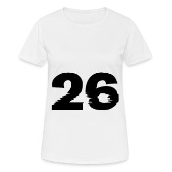 26 Zahl - Frauen T-Shirt atmungsaktiv - Weiß - Vorne - AI Model Female 172 dark (172cm)