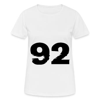 92 Zahl - Frauen T-Shirt atmungsaktiv - Weiß - Vorne - AI Model Female 172 dark (172cm)