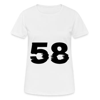 58 Zahl - Frauen T-Shirt atmungsaktiv - Weiß - Vorne - AI Model Female 172 dark (172cm)