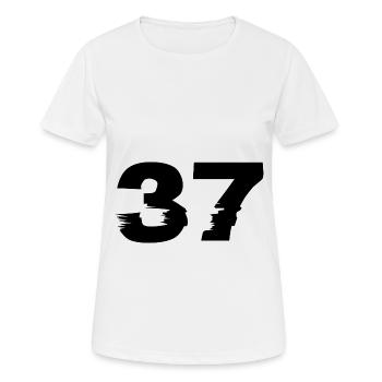 37 Zahl - Frauen T-Shirt atmungsaktiv - Weiß - Vorne - AI Model Female 172 dark (172cm)