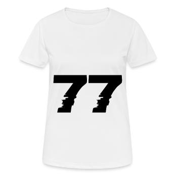 77 Zahl - Frauen T-Shirt atmungsaktiv - Weiß - Vorne - AI Model Female 172 dark (172cm)