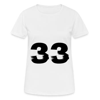 33 Zahl - Frauen T-Shirt atmungsaktiv - Weiß - Vorne - AI Model Female 172 dark (172cm)