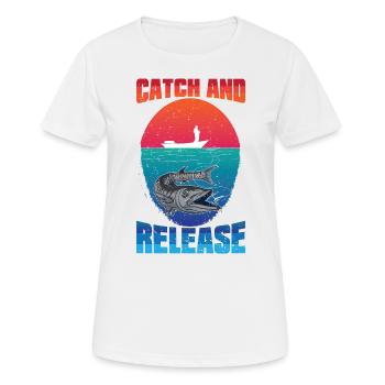 Pêche à partir du bateau Catch and Release - T-shirt respirant Femme - blanc - Devant - AI Model Female 172 dark (172cm)