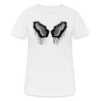 ailes d’ange, ailes, aquarelle, noir, ailes d’ange - T-shirt respirant Femme - blanc - Devant - AI Model Female 172 dark (172cm)