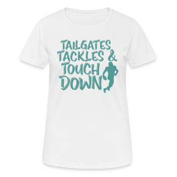 Tailgates Tackles and Touch Down America - Women's Breathable T-Shirt - white - Front - AI Model Female 172 dark (172cm)