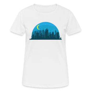 Skyline bei Nacht Gebäude Stadt Silhouette - Frauen T-Shirt atmungsaktiv - Weiß - Vorne - AI Model Female 172 dark (172cm)