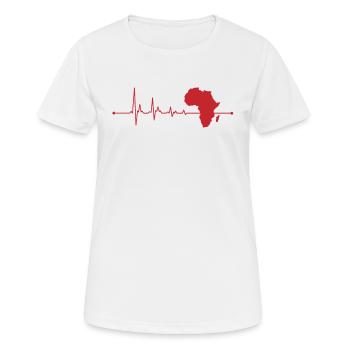 Battement de cœur pour l’Afrique Heartline Continent - T-shirt respirant Femme - blanc - Devant - AI Model Female 172 dark (172cm)