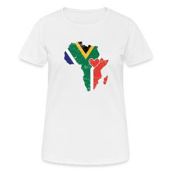 Afrique du Sud Drapeau Continent Afrique Carte - T-shirt respirant Femme - blanc - Devant - AI Model Female 172 dark (172cm)