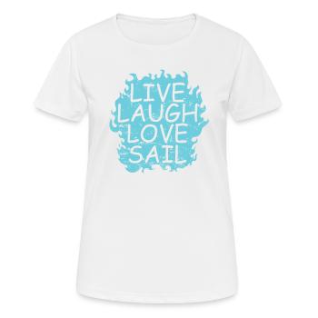 Rire en direct Love Sail Sailing Boat Sport - T-shirt respirant Femme - blanc - Devant - AI Model Female 172 dark (172cm)