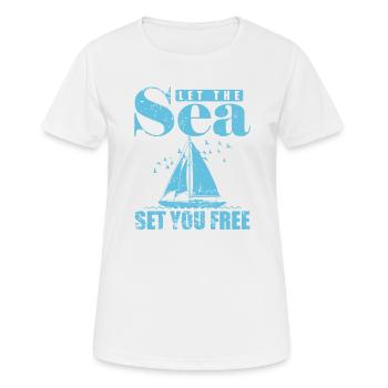 Let the Sea set you Free Segeln Boot Sport - Frauen T-Shirt atmungsaktiv - Weiß - Vorne - AI Model Female 172 dark (172cm)