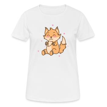 Fuchs freut sich mit geschlossenen Augen - Frauen T-Shirt atmungsaktiv - Weiß - Vorne - AI Model Female 172 dark (172cm)