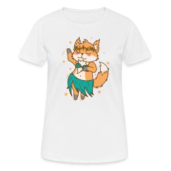 Fuchs macht Bauchtanz lustig Tier Natur - Frauen T-Shirt atmungsaktiv - Weiß - Vorne - AI Model Female 172 dark (172cm)