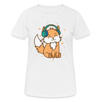 Fuchs hört Musik Natur Tier Zoo Umwelt - Frauen T-Shirt atmungsaktiv - Weiß - Vorne - AI Model Female 172 dark (172cm)