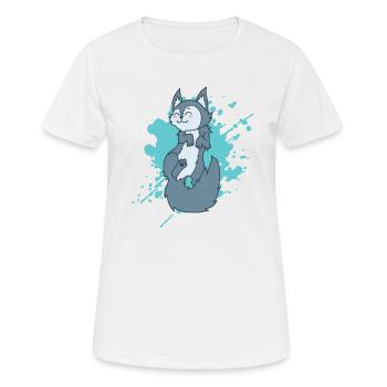 Le chat se sent à l’aise dans un animal de style kawaii - T-shirt respirant Femme - blanc - Devant - AI Model Female 172 dark (172cm)