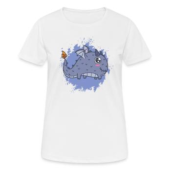 dicker Kawaii Drache Schweif brennt - Frauen T-Shirt atmungsaktiv - Weiß - Vorne - AI Model Female 172 dark (172cm)