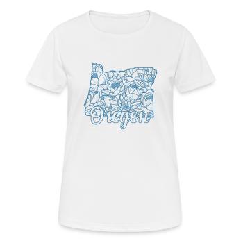 Oregon floral pattern in map outline USA - Women's Breathable T-Shirt - white - Front - AI Model Female 172 dark (172cm)