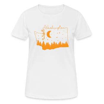 Contour de la carte de Washington avec Skyline USA - T-shirt respirant Femme - blanc - Devant - AI Model Female 172 dark (172cm)